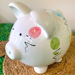 Piggy Bank Ceramic hand painted, EUC